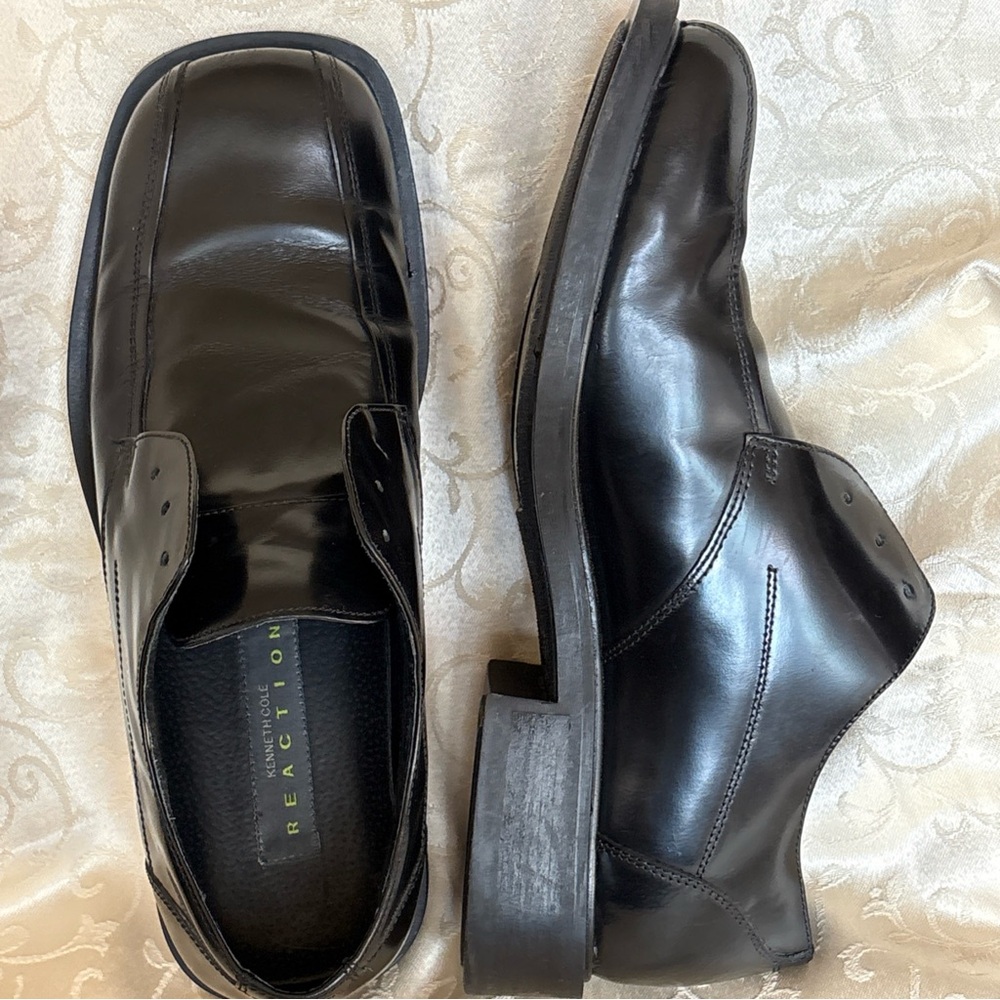 Kenneth Cole Reaction Mens Oxford Size 11.5 Wide, Black Leather Shoe excellent - Picture 7 of 14